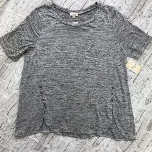 [Misia] Heather Gray Short Sleeve Knit Top Size 3X Womens Shirt